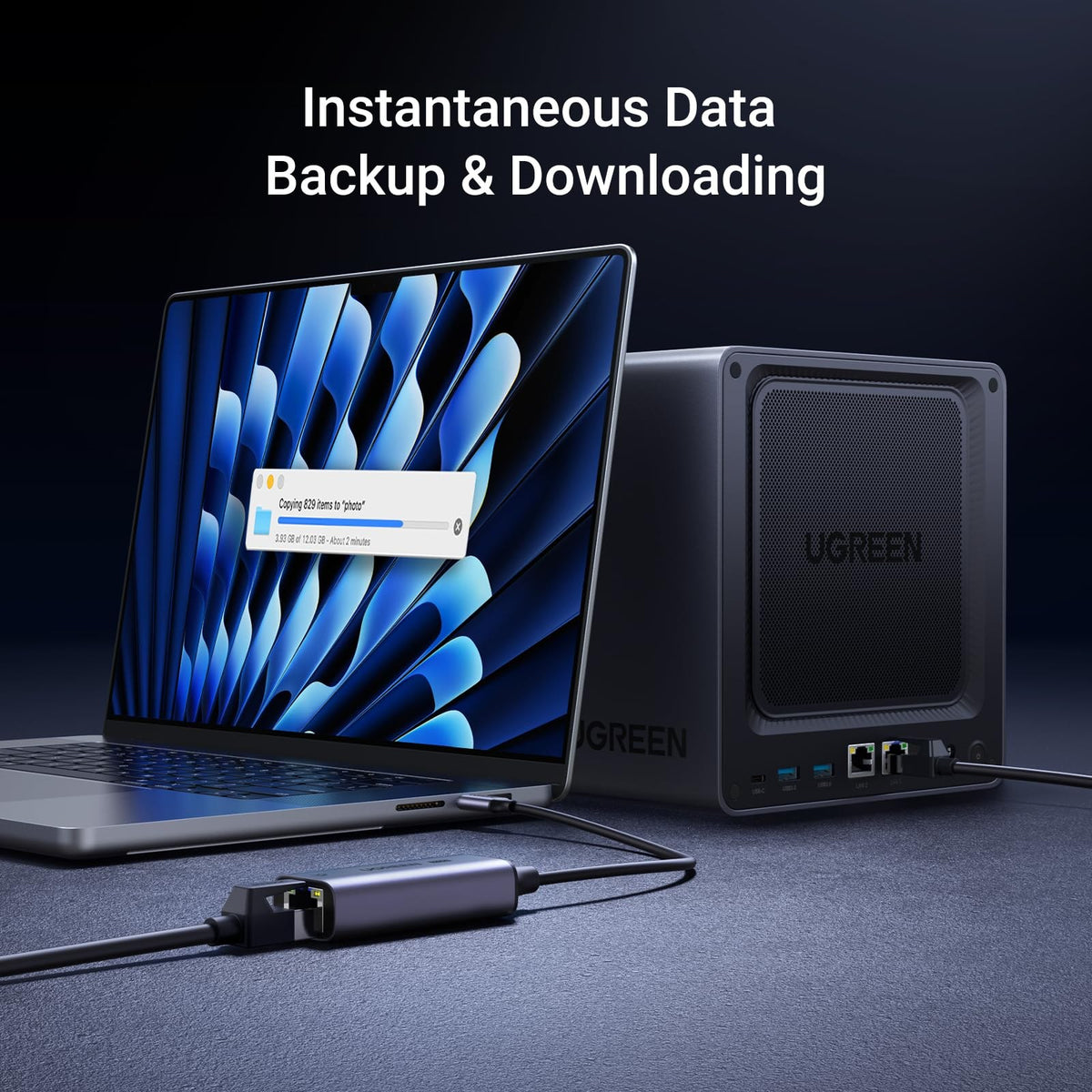 מתאם רשת UGREEN USB-C ל-RJ45 2.5G אפור – תמונה 4