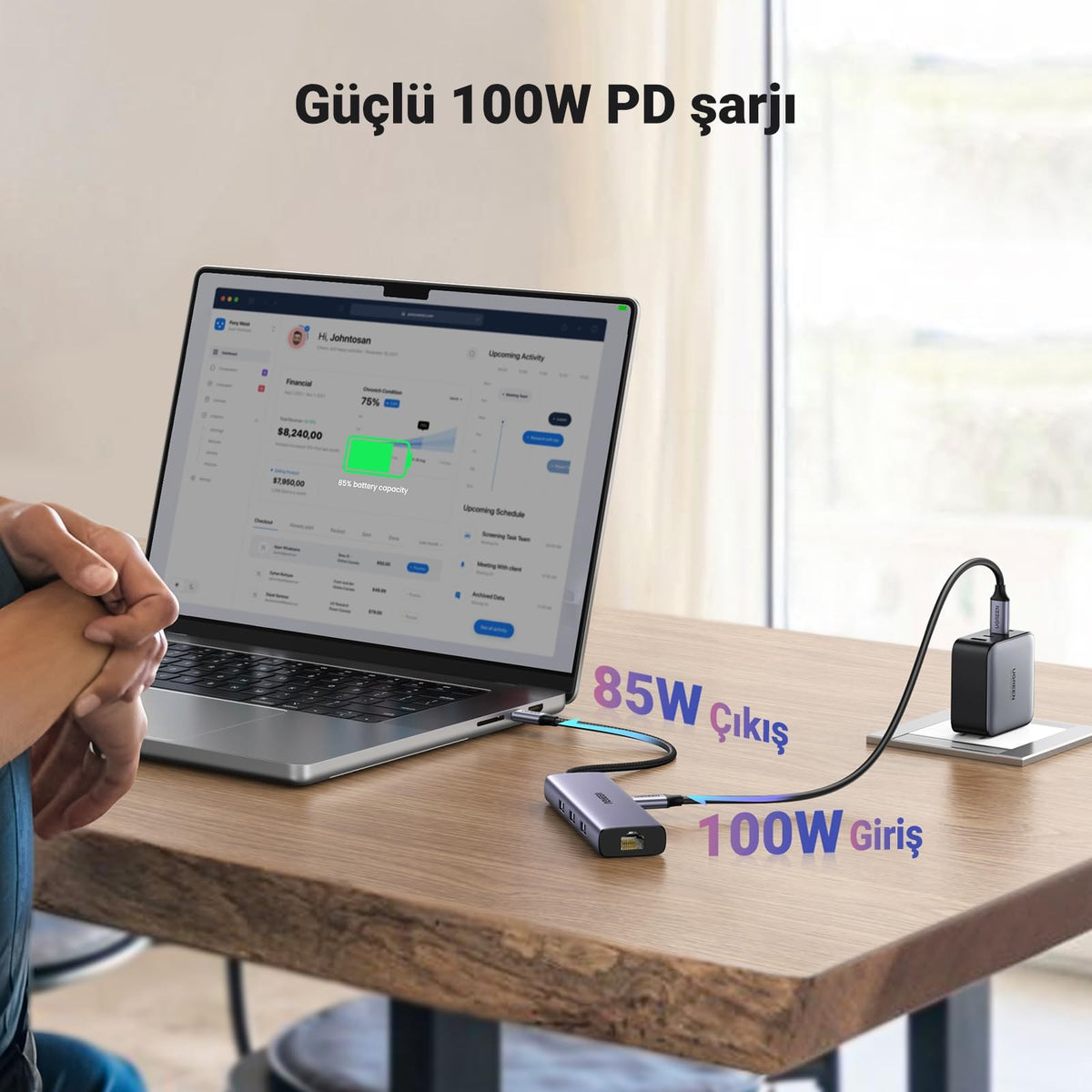 מולטיפורט UGREEN REVODOK 1061 6 IN 1 USB-C To 3*USB 3.0 A+HDMI+RJ45+PD Converter אפור – תמונה 5