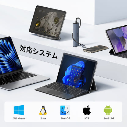 מולטיפורט UGREEN USB-C 6 ב-1 עם רשת Gigabit אפור – תמונה 5