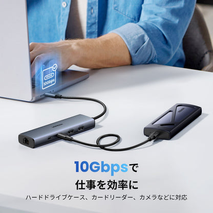 מולטיפורט UGREEN USB-C 6 ב-1 עם רשת Gigabit אפור – תמונה 7