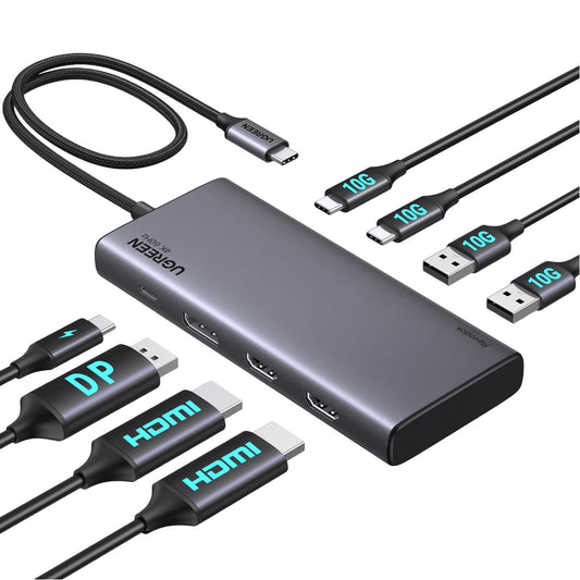 תחנת עגינה UGREEN USB-C 8 ב-1 עם 2×HDMI 4K@60Hz ו-DP – תמונה 1