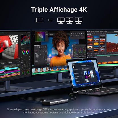 תחנת עגינה UGREEN USB-C 8 ב-1 עם 2×HDMI 4K@60Hz ו-DP – תמונה 3