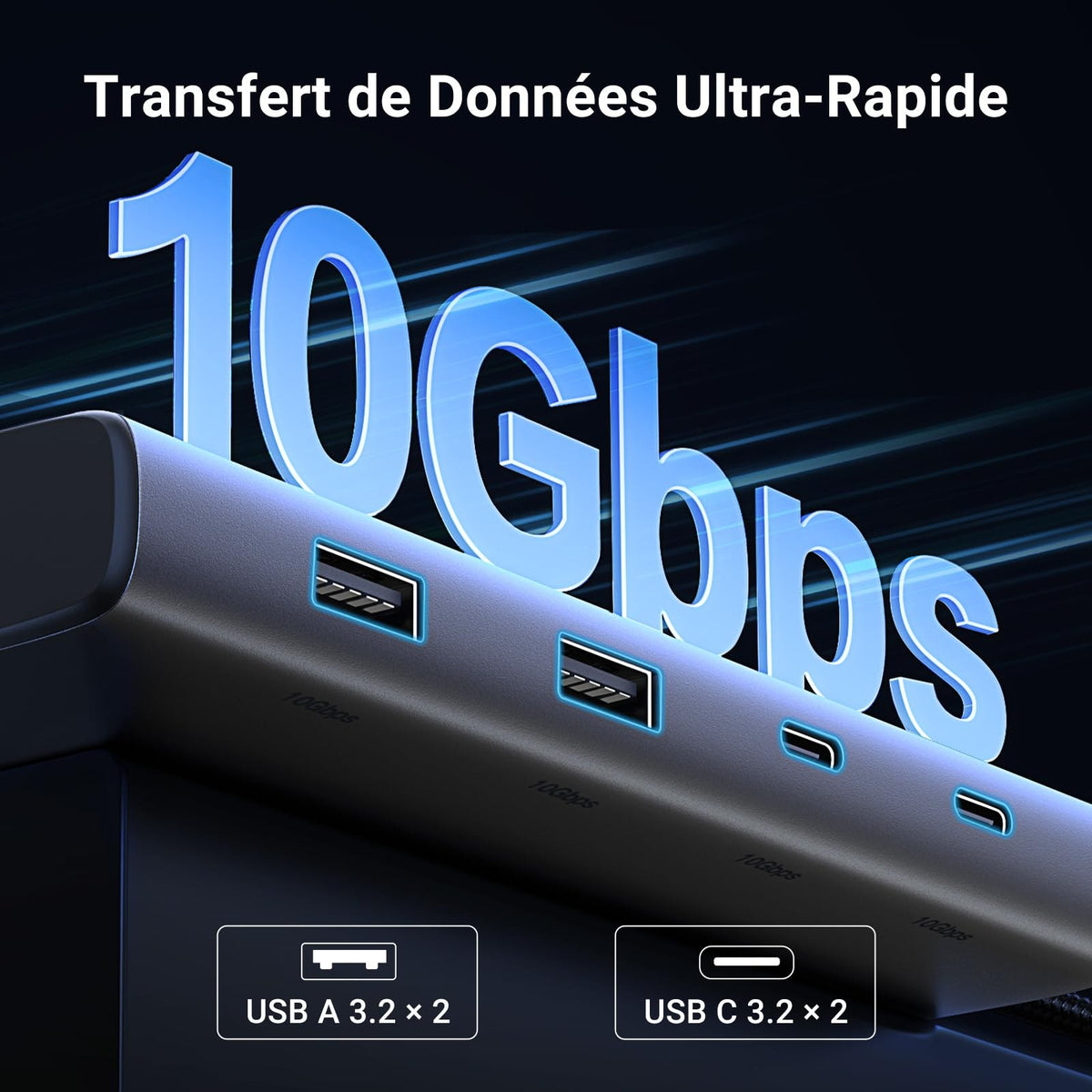 תחנת עגינה UGREEN USB-C 8 ב-1 עם 2×HDMI 4K@60Hz ו-DP – תמונה 4