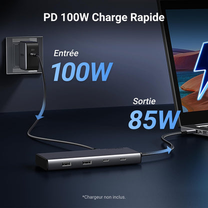 תחנת עגינה UGREEN USB-C 8 ב-1 עם 2×HDMI 4K@60Hz ו-DP – תמונה 7