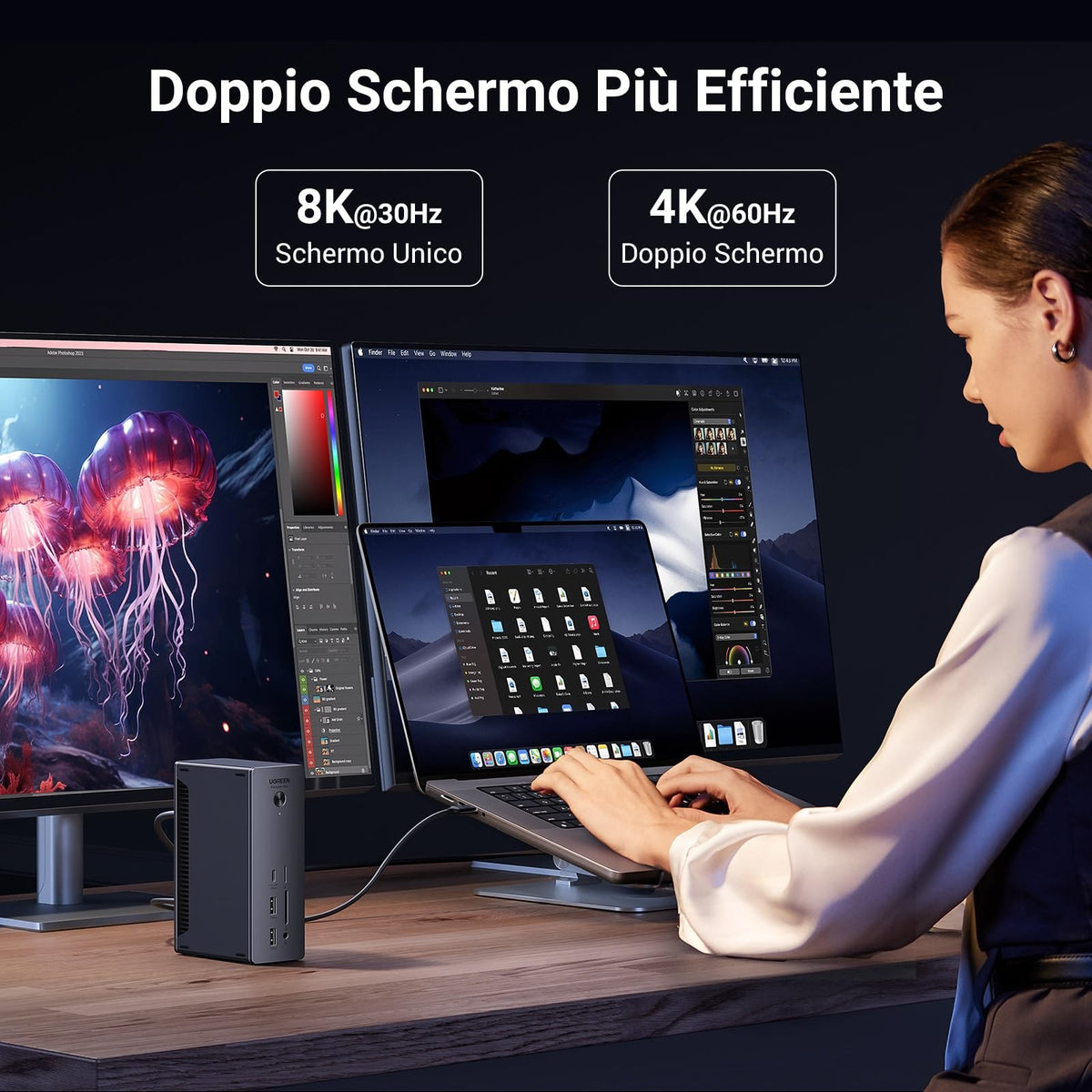 תחנת עגינה UGREEN REVODOK MAX 213 13 IN 1 THUNDERBOLT 4 PD DC 180W שחור – תמונה 4