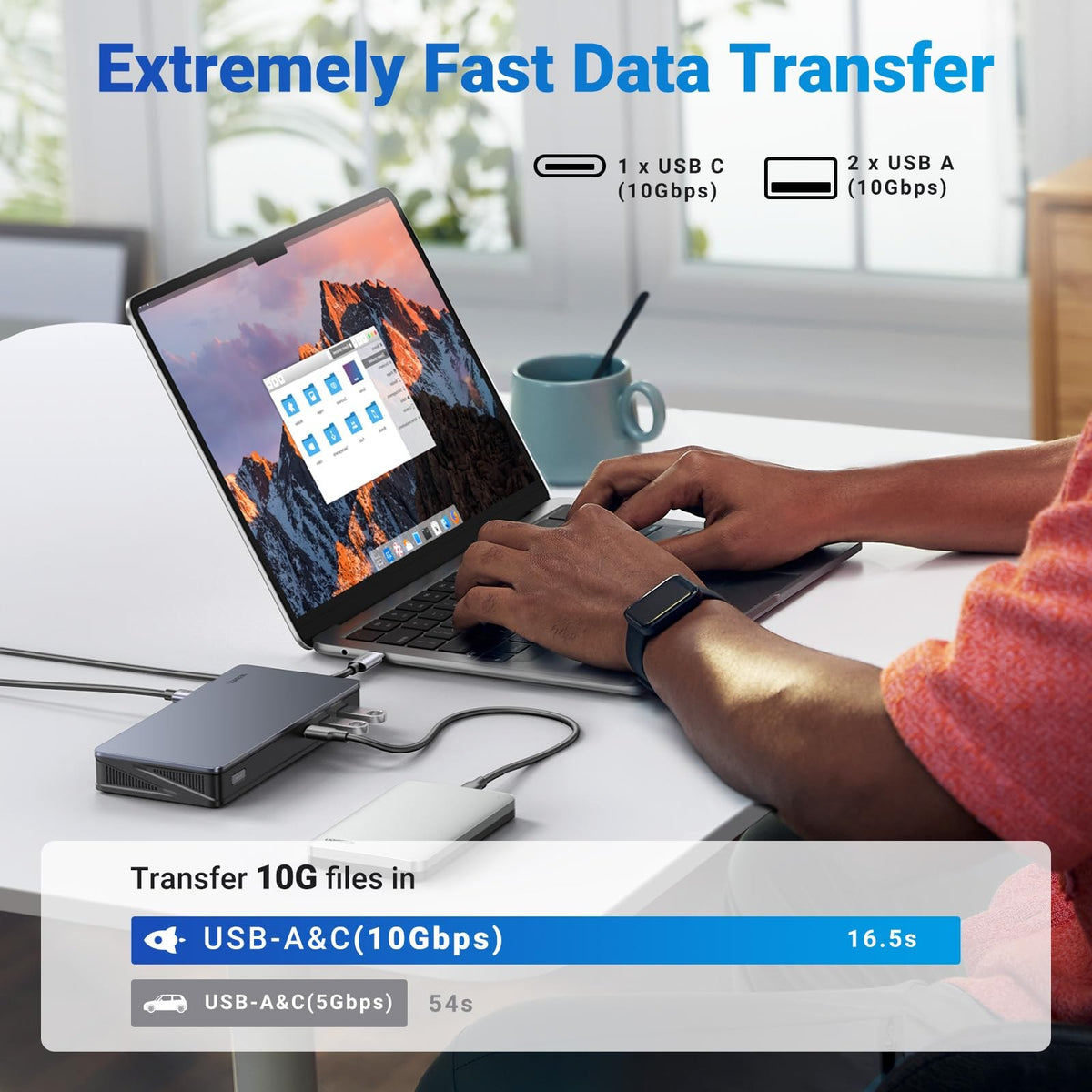 תחנת עגינה UGREEN Revodok Pro 209 9 ב-1 USB-C שחור – תמונה 5