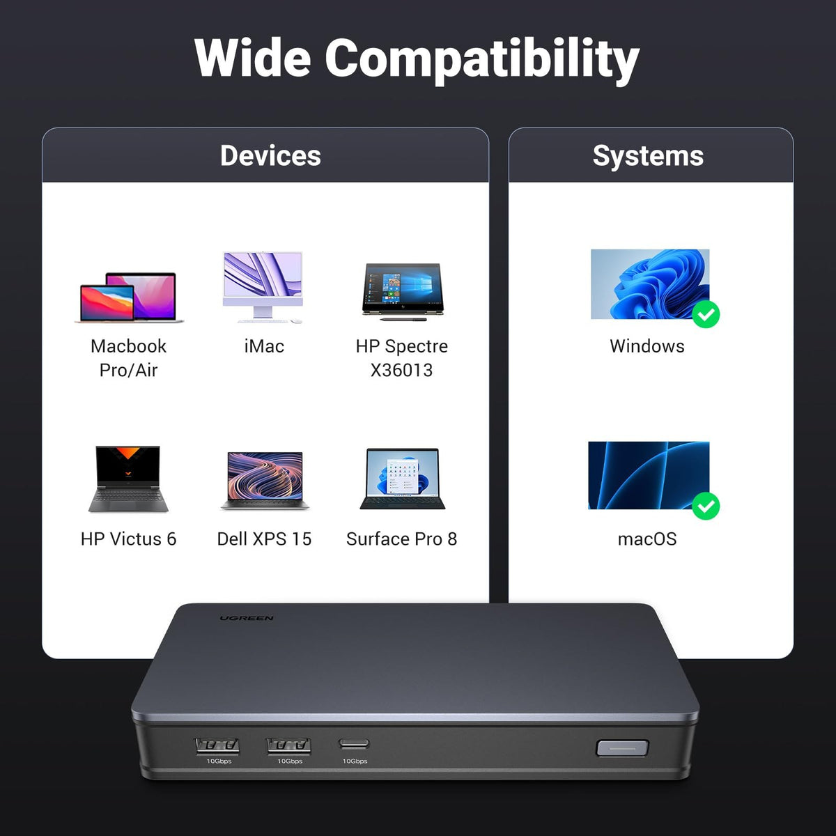 תחנת עגינה UGREEN Revodok Pro 209 9 ב-1 USB-C שחור – תמונה 7