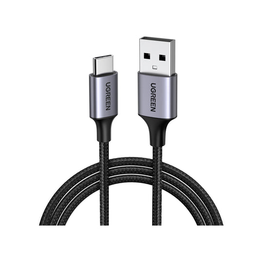כבל UGREEN USB-A 2.0 to USB-C Cable Nickel Plating Aluminum Braid – 1 מטר / שחור – תמונה 1