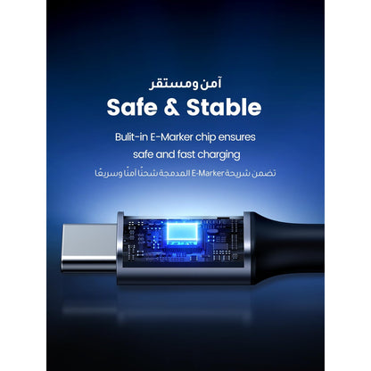 כבל UGREEN USB-C 2.0 to Angled USB-C M/M Braided Cable with Aluminium Shell 2m – תמונה 4
