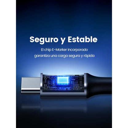 כבל UGREEN USB-C 2.0 to Angled USB-C M/M Cable Aluminium Shell with Braided 1m – תמונה 3