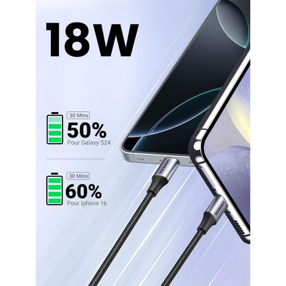 כבל UGREEN USB-C ל-USB-A 2.0 קלוע באורך 3 מטר – תמונה 2
