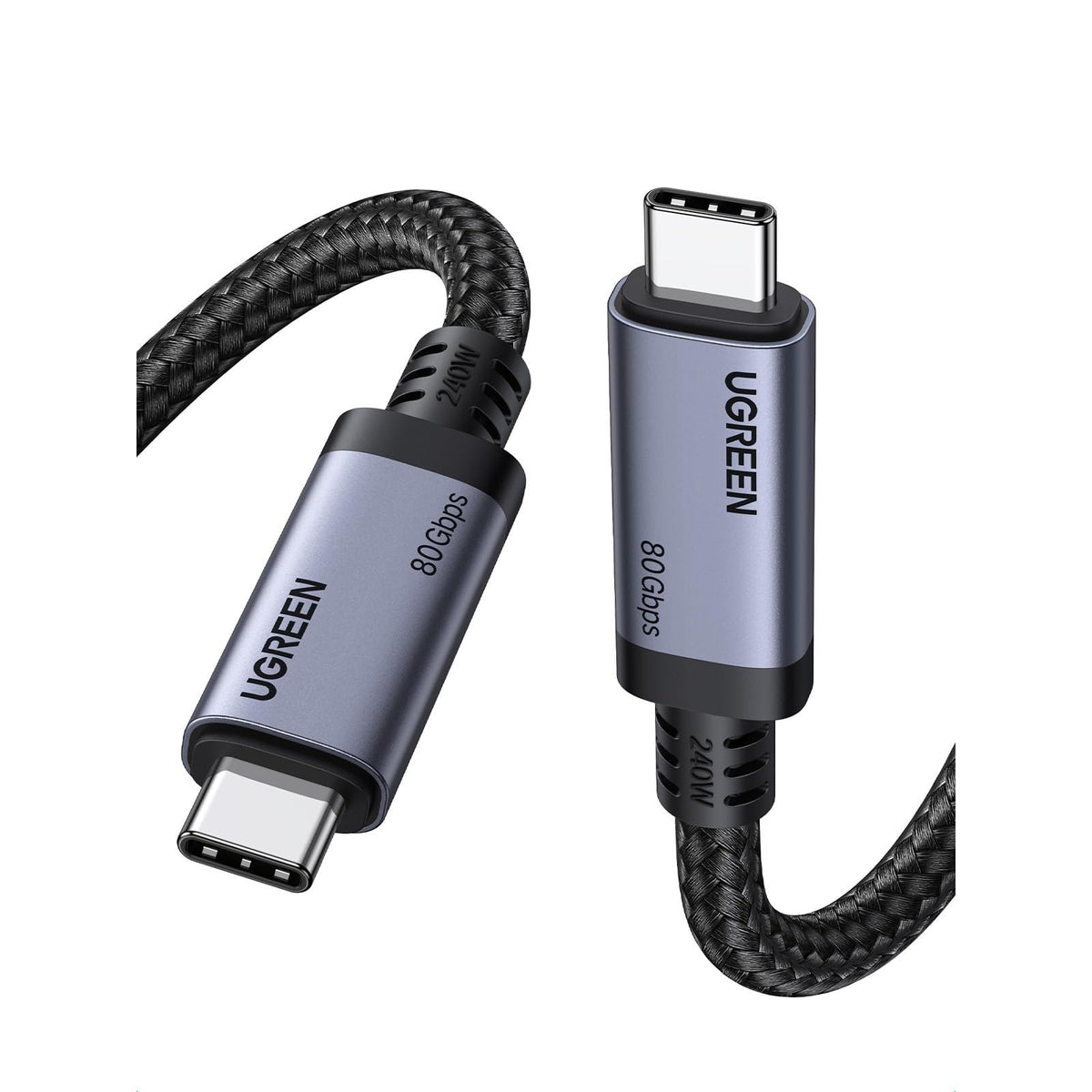 כבל UGREEN USB-C to USB-C USB4 Gen4 80Gbps/240W Cable שחור – תמונה 1