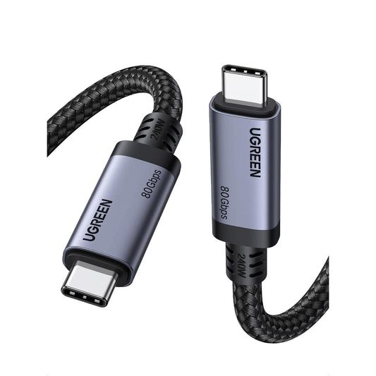 כבל UGREEN USB-C to USB-C USB4 Gen4 80Gbps/240W Cable שחור – תמונה 1