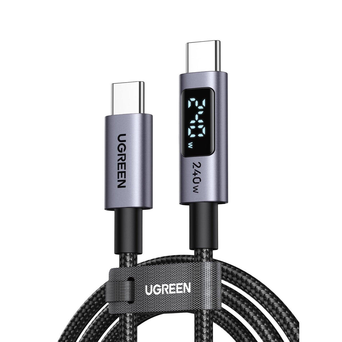 כבל טעינה UGREEN USB-C ל- USB-C 240W 480Mbps עם צג דיגיטלי – 2 מטר – תמונה 1