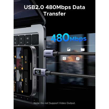 כבל טעינה UGREEN USB-C ל- USB-C 240W 480Mbps עם צג דיגיטלי – תמונה 7