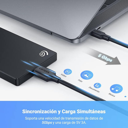 כבל UGREEN USB-C ל-Micro B USB 3.0 לסנכרון וטעינה שחור – תמונה 5
