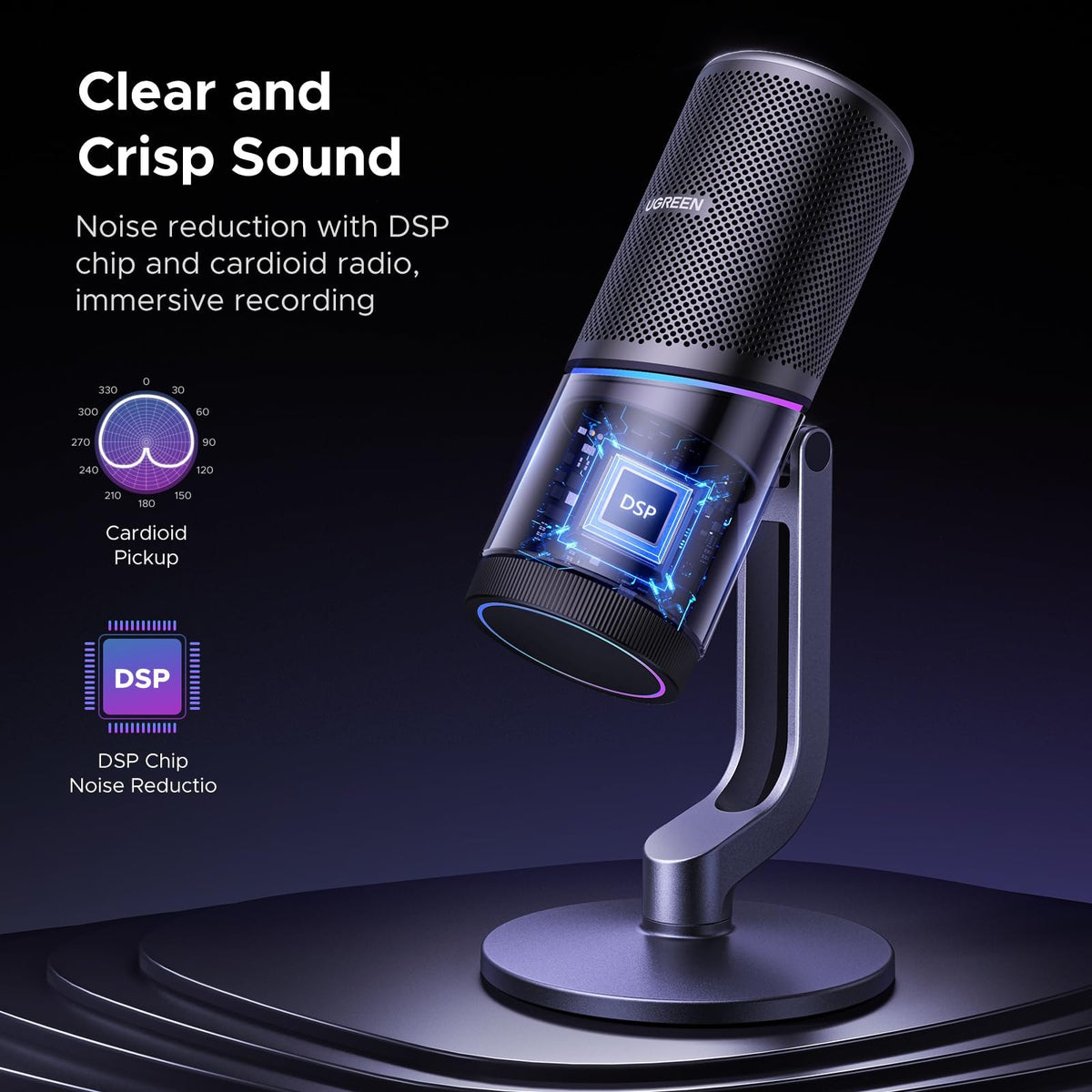 מיקרופון UGREEN Desktop USB Microphone – תמונה 3