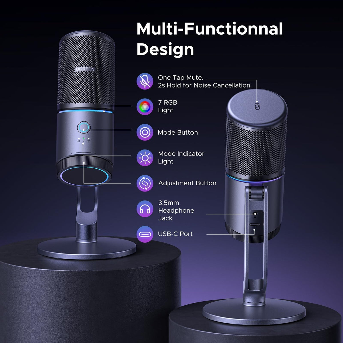 מיקרופון UGREEN Desktop USB Microphone – תמונה 6