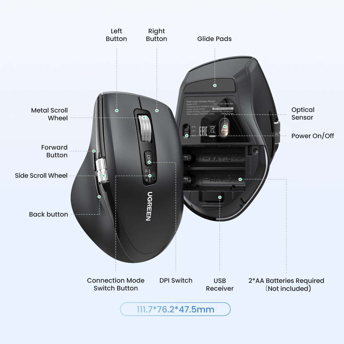 עכבר UGREEN Multi-mode Wireless Mouse – תמונה 7