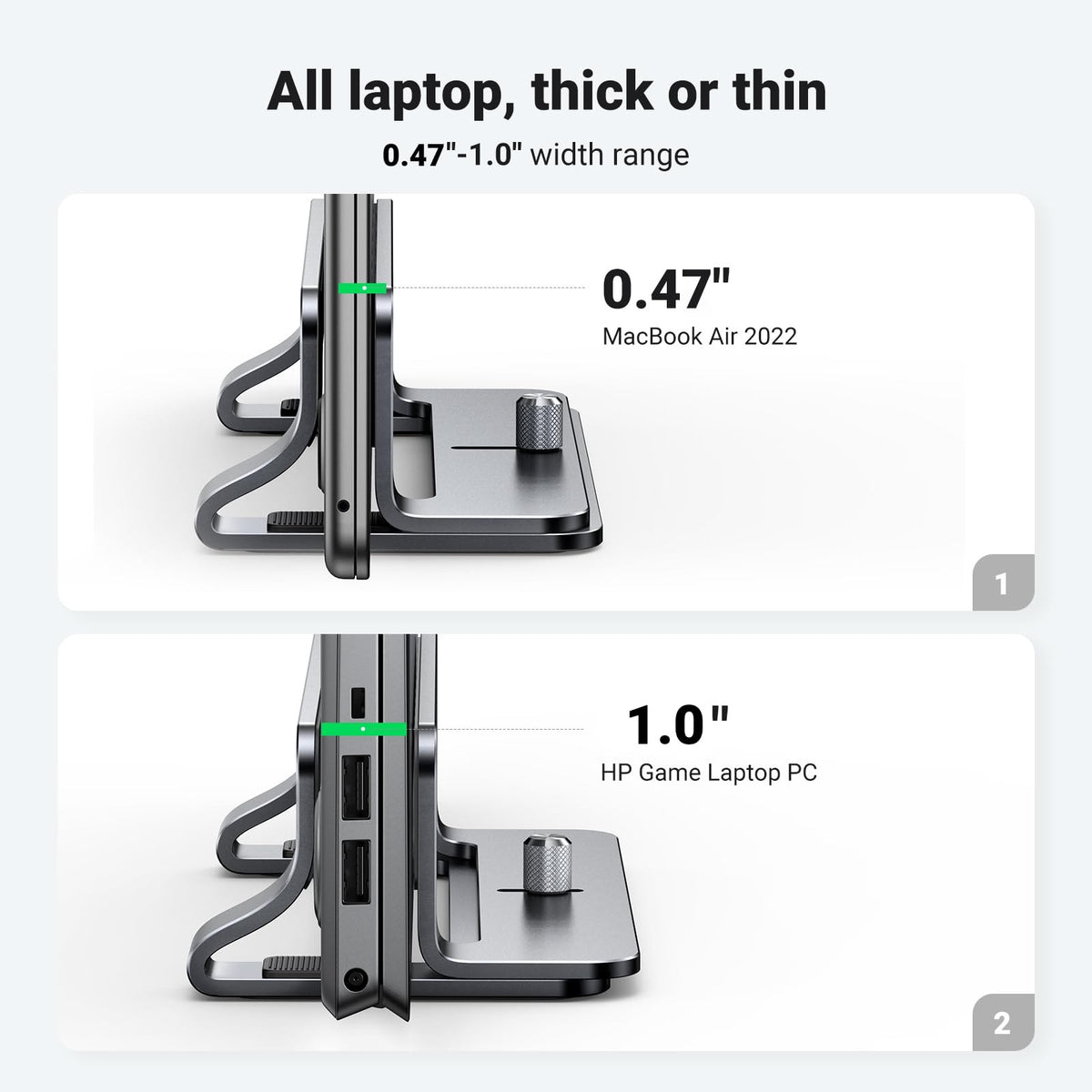 מעמד אנכי מאלומיניום UGREEN לטאבלט או מחשב נייד MacBook כסוף – תמונה 3