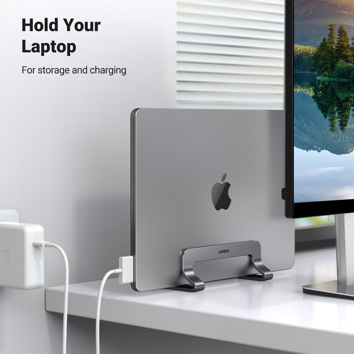 מעמד אנכי מאלומיניום UGREEN לטאבלט או מחשב נייד MacBook כסוף – תמונה 5