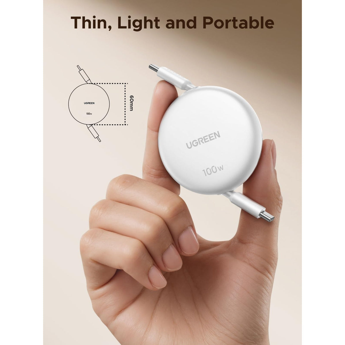כבל UGREEN Nexode USB-C ל-USB-C 100W נשלף – תמונה 5