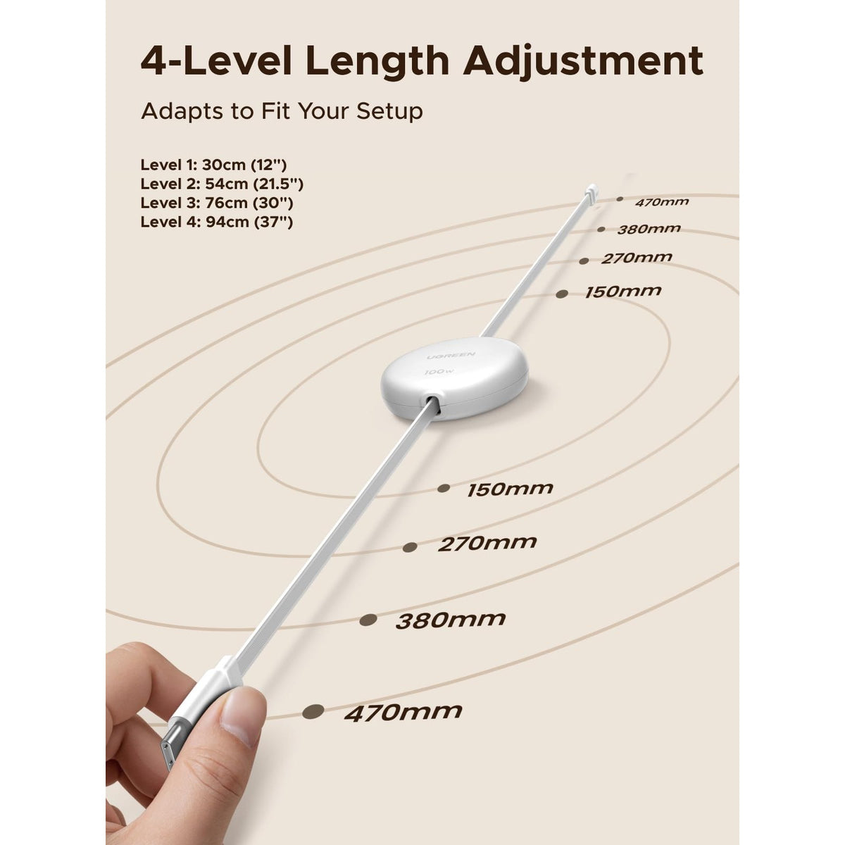 כבל UGREEN Nexode USB-C ל-USB-C 100W נשלף – תמונה 7