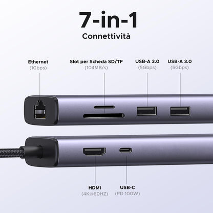 תחנת עגינה UGREEN 7-in-1 USB-C 4K 60Hz CM512 60515 – תמונה 2