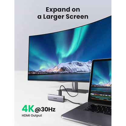 תחנת עגינה UGREEN USB-C Hub 6-in-1 עם HDMI 4K ו-USB 3.0 – תמונה 2