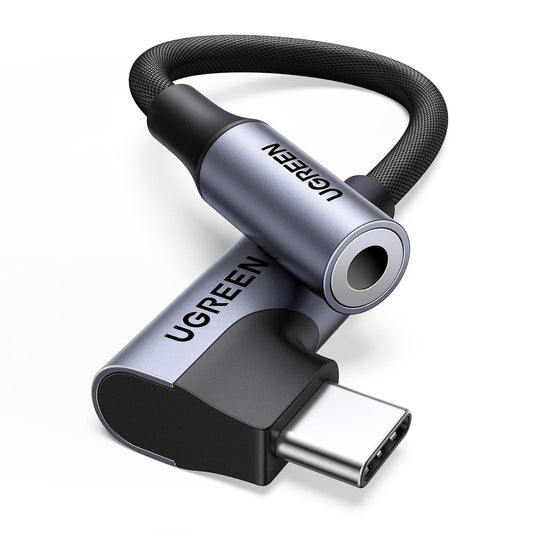 מתאם אודיו UGREEN USB-C ל-3.5 מ״מ DAC זוויתי 90° – תמונה 1