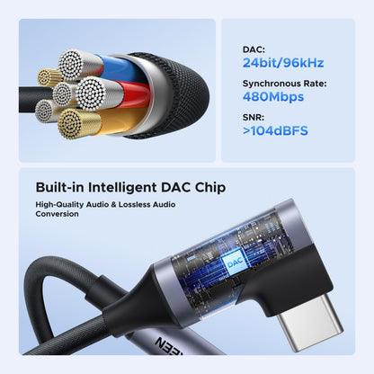 מתאם אודיו UGREEN USB-C ל-3.5 מ״מ DAC זוויתי 90° – תמונה 5