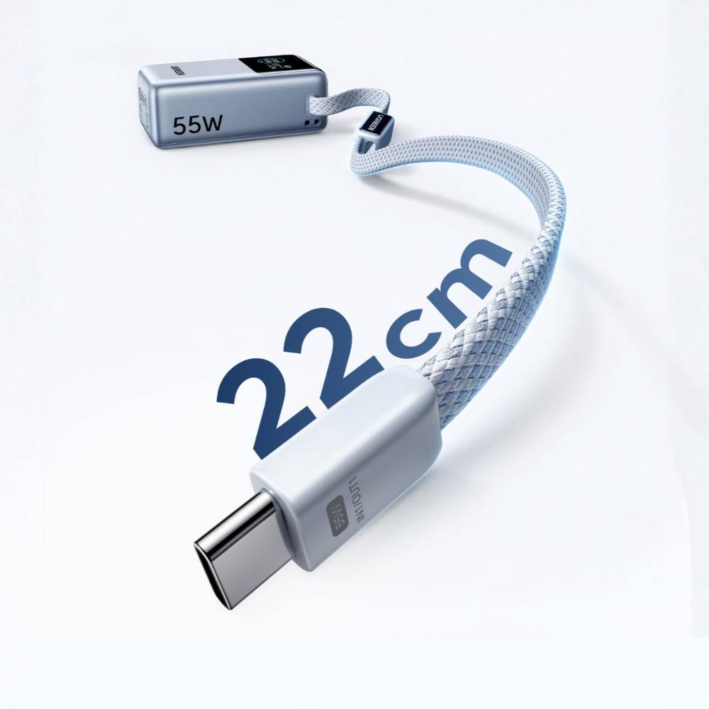 סוללת גיבוי UGREEN PB727 – קטנה 10000mAh 55W 1C1A עם 1×55W Build-in כבל אפור
