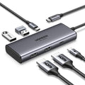 תחנת עגינה UGREEN CM498 – 6 ב1 USB-C ל- 2×HDMI 8K@30Hz + 2×USB-A3.0 + USB-C3.0 + PD 100W